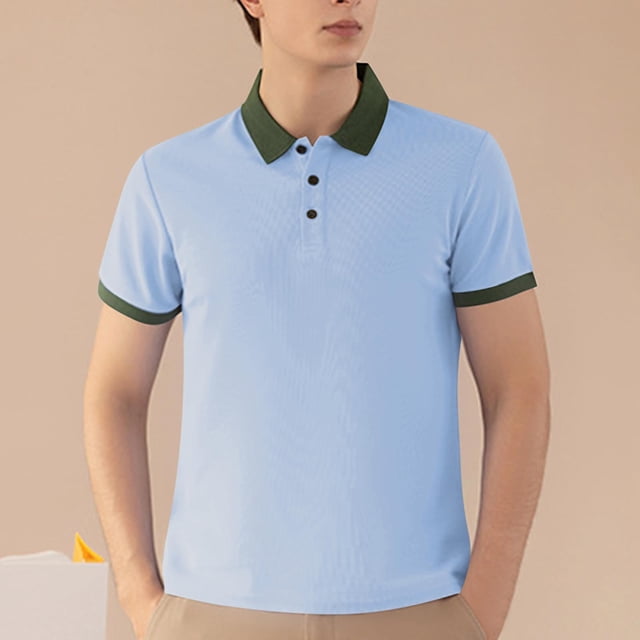 pstuiky camisetas de hombre, Blusa/camiseta informal de verano para hombre, de color liso, con cuello vuelto ropa de hombre xxl