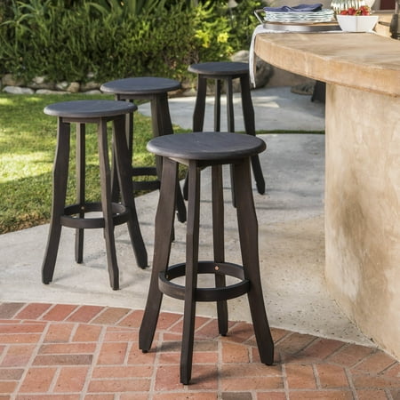 Peterson Outdoor Finished Acacia Wood Barstools, Grey