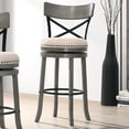 thumbnail image 3 of Furniture of America Zaren Round Swivel X-Cross Back Dining Room 29" Bar Stools, Gray (Set of 2), 3 of 7