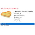 thumbnail image 2 of Left Air Filter - Compatible with 2006 - 2010 BMW M5 2007 2008 2009, 2 of 2
