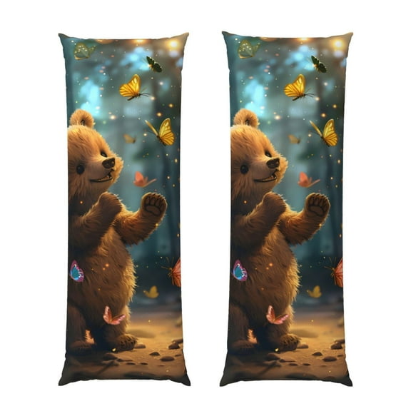 Naloa Cute Butterfly Bear Super Soft 20x60 Body Pillow Case,Long Side Hidden Zipper（PILLOWS ARE NOT INCLUDED）