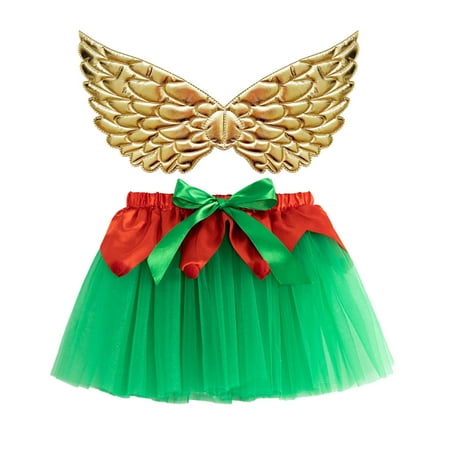 

Dresses for Girls Christmas Dance Party Tulle Ballet with Wing Outfits Sweet Princess Easter Dresses for Toddler Girls