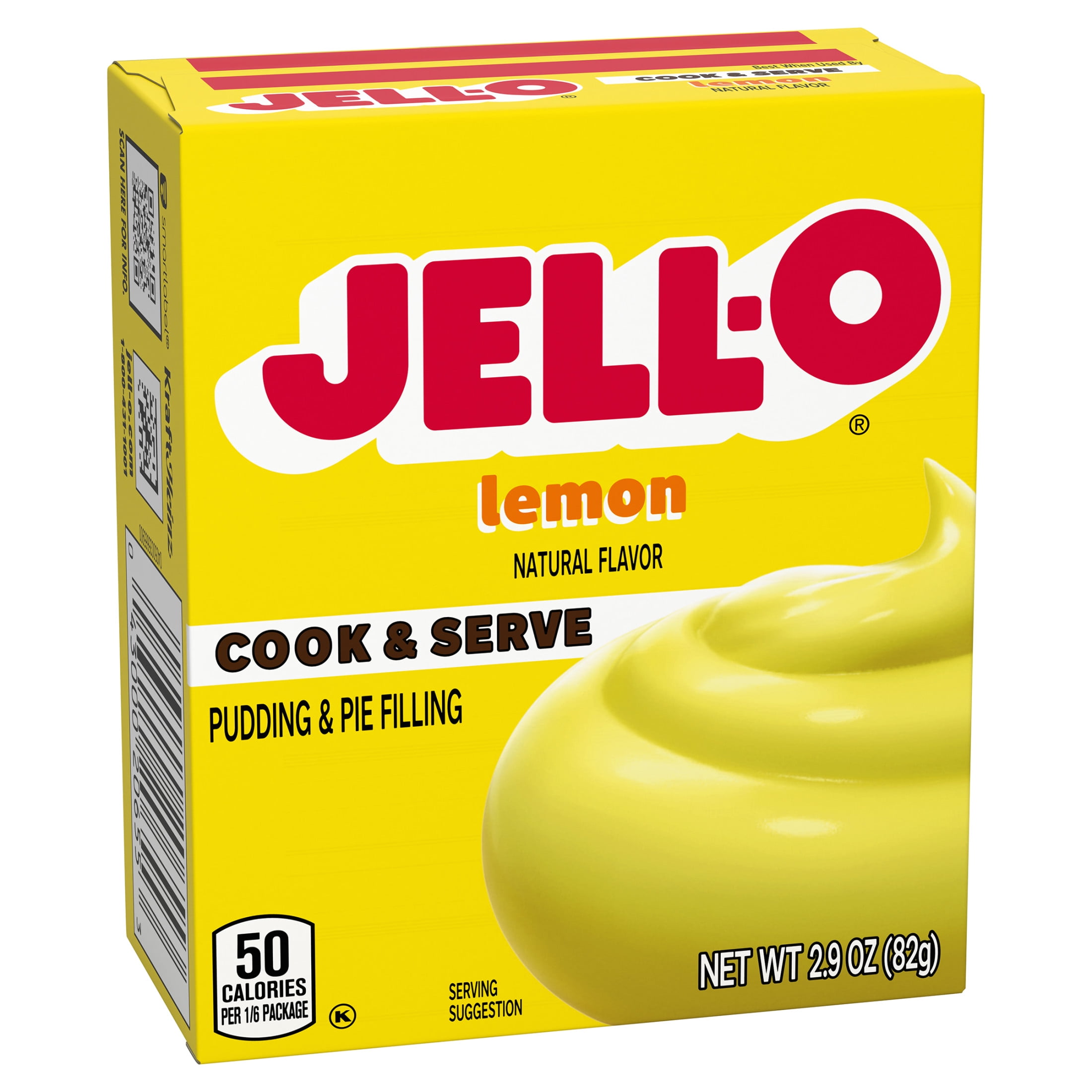 Jell-O Cook & Serve Lemon Naturally Flavored Pudding & Pie Filling Mix, 2.9 oz Box