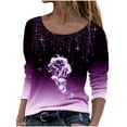 thumbnail image 1 of Qertyioot Mode Femme Ample Col Rond Imprimé Long, 1 of 4
