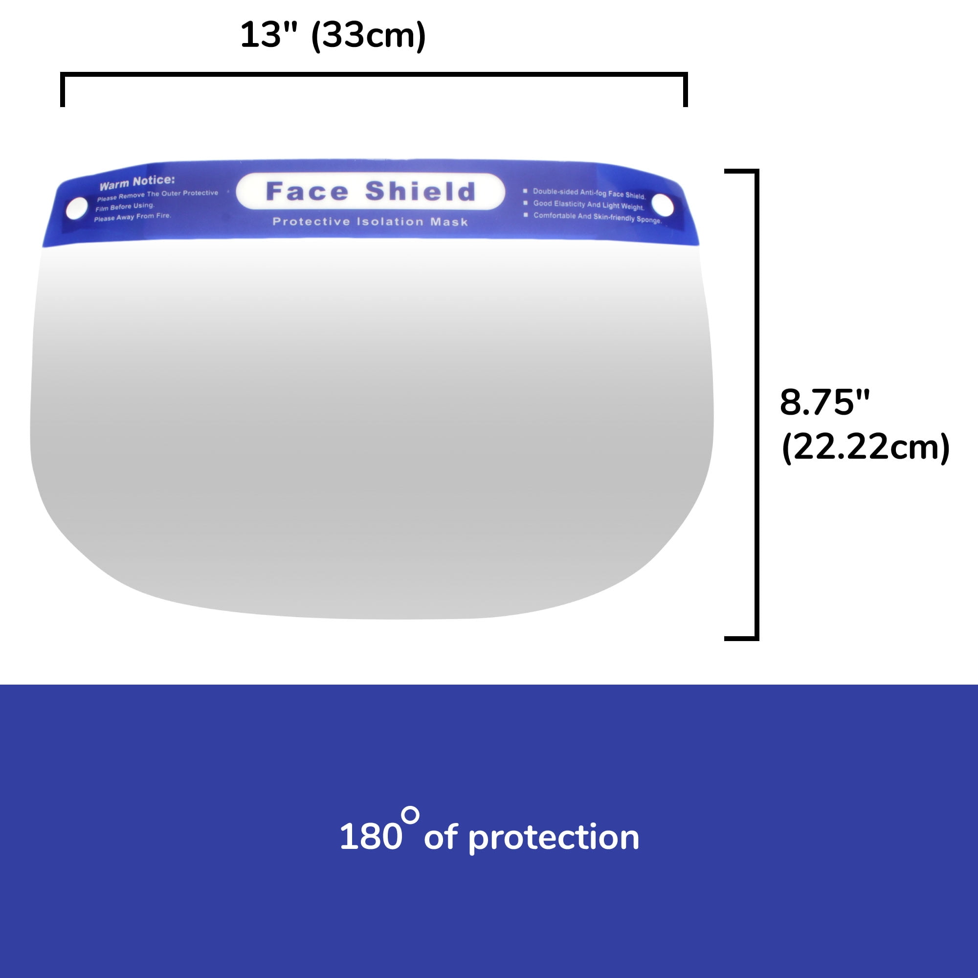 BambooMN Reusable Full Coverage Adjustable Face Safety Shield - 50 Units