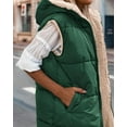 thumbnail image 5 of Fall Long Puffer Vest Women Sleeveless Hooded Reversible Fleece Sherpa Jacket Zip Up Winter Coat Outerwear Vests, 5 of 6