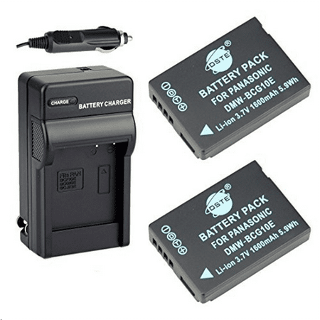DSTE® 2x DMW-BCG10E Battery + DC57 Travel and Car Charger Adapter for Panasonic Lumix DMC-ZS10 ZS15 ZS19 ZS20 ZS25 ZX3 TZ8 TZ10 TZ18 TZ19 TZ20 TZ25 ZR1 ZR3