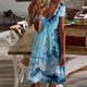 thumbnail image 4 of Gibobby Vestidos Casuales para Mujer Vestido azul casual de verano para mujer Vestido con cuello en V y manga suelta Vestido de columpio fluido(Azul claro,XL), 4 of 5