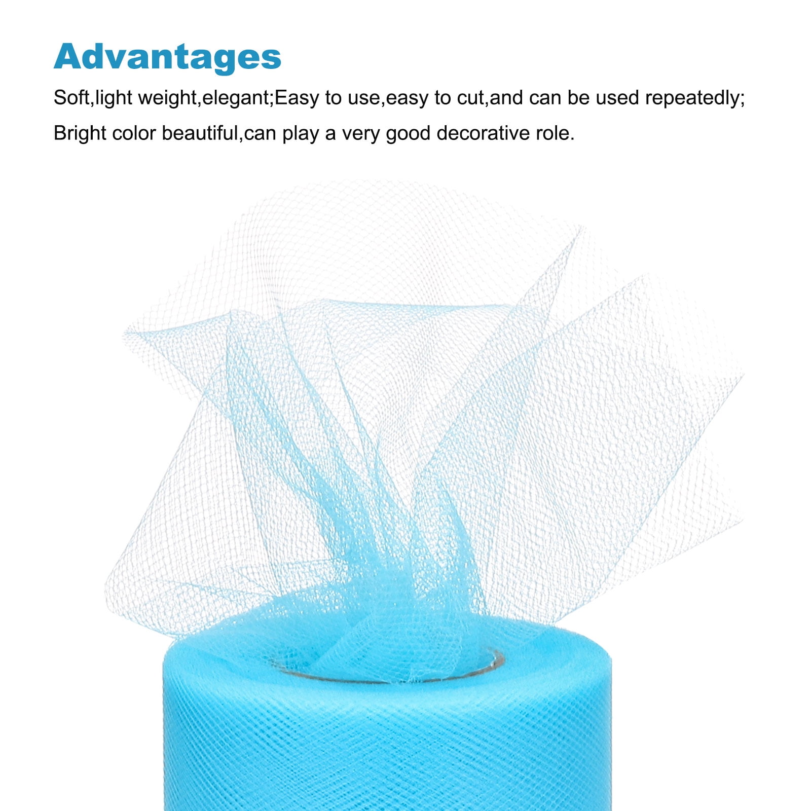 6 inch 50 Yards Tulle Ribbon Rolls Pastel Netting Fabric for Gift Wrapping Christmas Wedding, Aquamarine Blue
