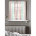 thumbnail image 5 of Coral Cyan Stripe Curtains 54 Inch Length,Sheer Curtains for Bedroom Living Room Window Geometric Grey White Vertical Striped Rod Pocket Drapes Kitchen Curtains Small Half Window 52"x54" 2 Panels, 5 of 6