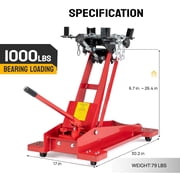 Roadstar Hydraulic Transmission Service/Floor Jack Lift 1/2 Ton (1,000 lb) Capacity, Low Profile Roll-Under Floor Trolley, Automotive Shop Tool Hoist Lift Lifting Jack, Red