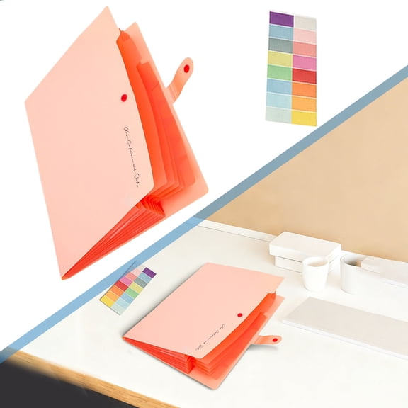 8-Pocket Coral Accordion Organizer Folder 24.5×32.5cm/9.64×12.79in, Multi-Pocket Expandable File for Workspace & Household Document Sorting
