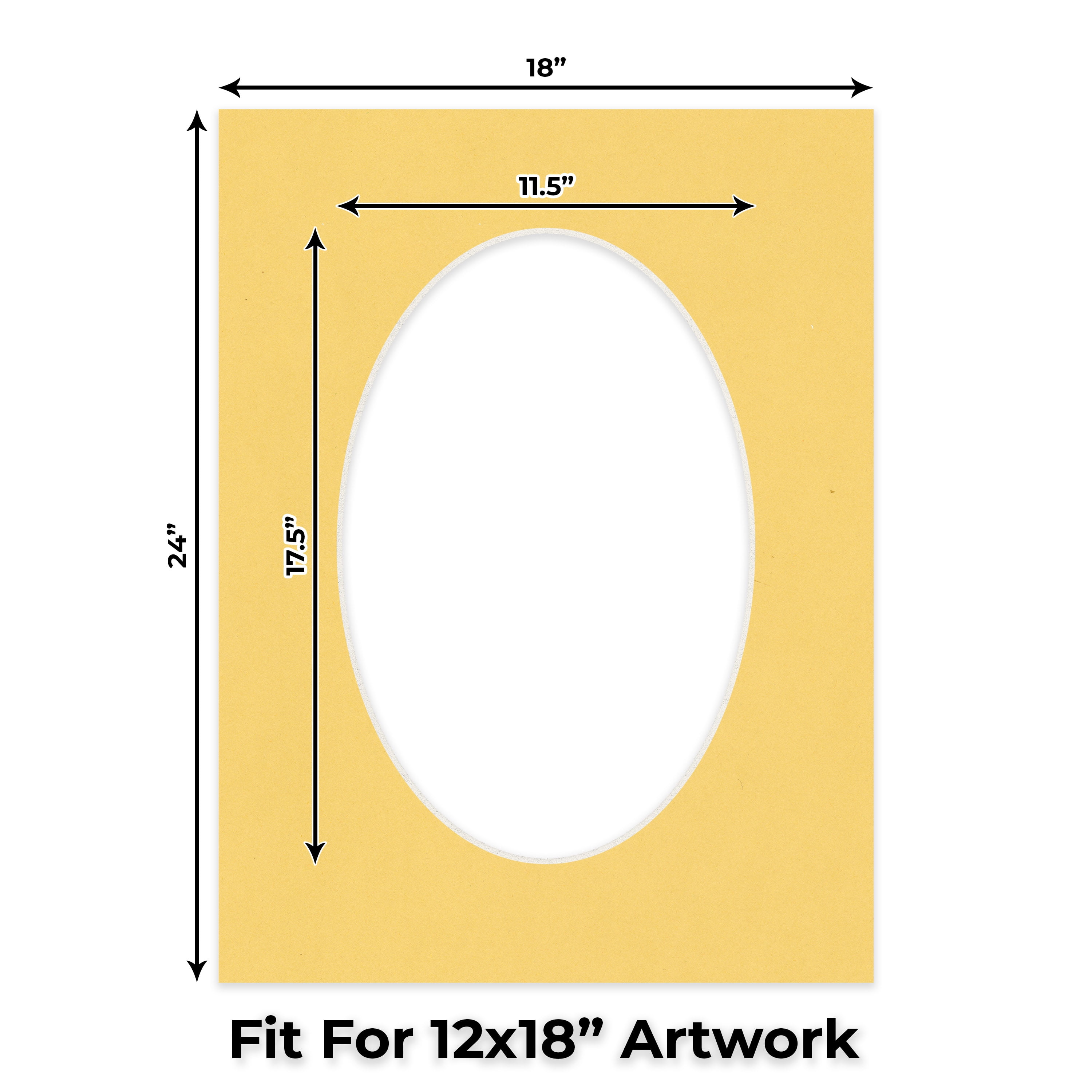 Light Orange Picture Frame Mat for 18x24 Frames - Oval Opening for 12x18 Photos - 25 Mats