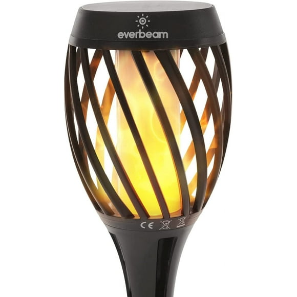 SHIJIU-P2 Solar Flickering Flame Torch Light - Automatic IP65 Waterproof SolarTiki Lights with A Stunning Realistic Flame & Distinctive Lampshade - Quick NoTool Installation - 1 Pack