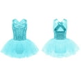 thumbnail image 4 of MSemis Kids Girls Shiny Sequins Ballet Dance Dress Sleeveless Criss Cross Back Leotard Tutu Skirt, 4 of 4