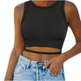 thumbnail image 2 of SEAOPEN Women's Summer Square Neck Tank Tops Workout Cropped Ribbed Summer Camisole Sleeveless Clothes 2025 Black,XXL, 2 of 6