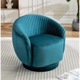 thumbnail image 5 of Silla de barril giratorio de terciopelo de 366 grados, sillón moderno de acento plisado con base resistente y cojín acolchado grueso, 5 of 5