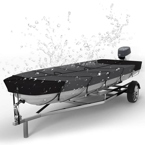 Che Yi Bao 12ft Jon Boat Covers, Heavy Duty Waterproof 420D Marine Grade UV Resistant, Fits 12ft Long and Beam Width up to 56 inches, Gray (UP to 12FT)