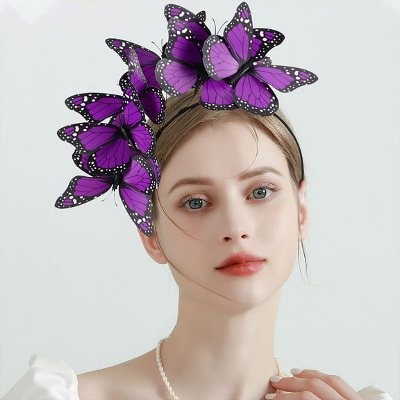 MLINS Raindrops 2pcs Butterfly Headpiece Fascinator Headband for Women and Girls Perfect for Tea Party and Events Hair Accessories for Women