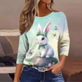 thumbnail image 5 of Oksale Easter Bunny Graphic Tees for Women Soft Cozy Lightweight 3/4 Sleeve Summer Tops Casual Round Neck Tshirts 2026 Multicolor L, 5 of 7
