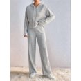thumbnail image 5 of Womens Lounge Sets 2 Piece Matching Pajamas Fall Fashion Ribbed Knit Outfits Long Sleeve Casual Sweatsuits Grey XL, 5 of 9
