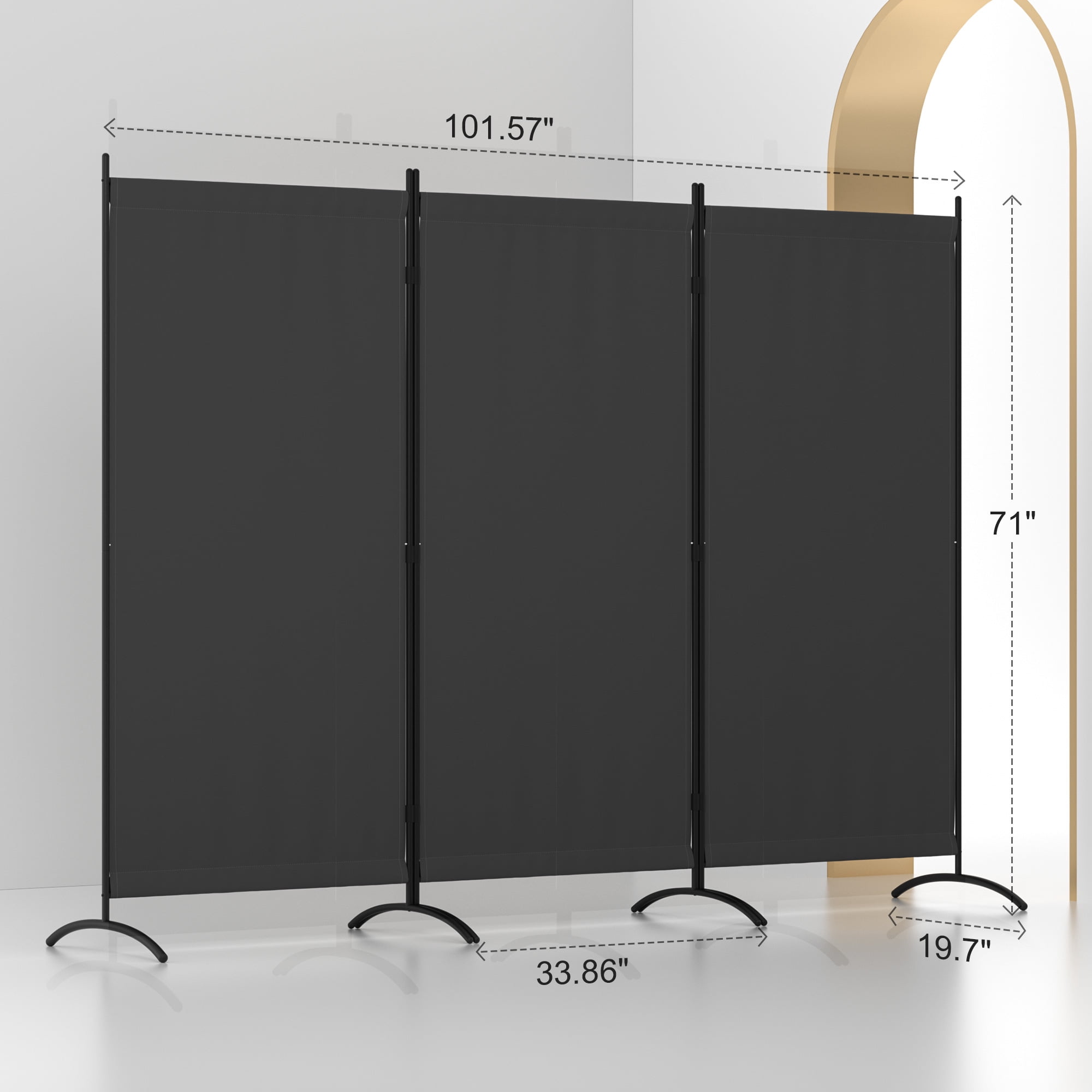 Room Divider 8FT Portable Room Dividers And Folding Privacy Screens, 101'' L Fabric Divider For Room Separation, 3 Panel Partition Room Dividers Freestanding Wall Divider Screen