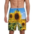 thumbnail image 2 of Picia Sky Golden Sunflower Field B Pajama Shorts for Men, Men's Pajama Bottoms, Sleepwear,Short Pajama Pants-Medium, 2 of 9