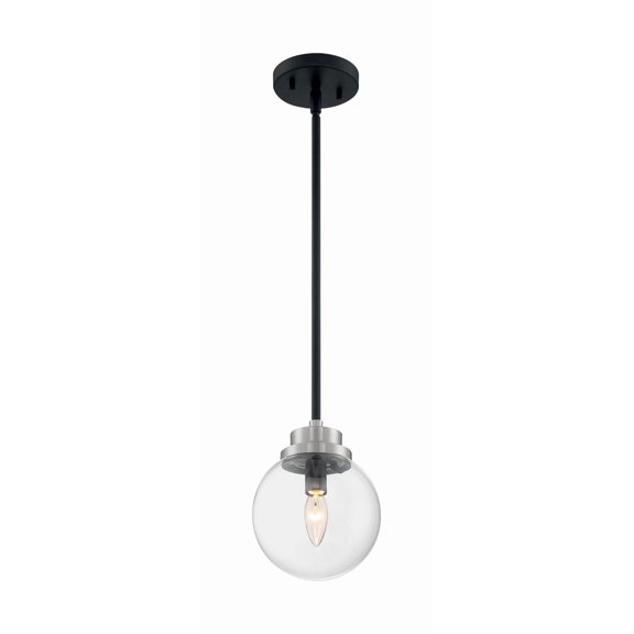 60/7131-Nuvo Lighting-Axis-1 Light Pendant in Industrial Style-7.75 Inches Wide by 10.25 Inches High-Matte Black/Brushed Nickel Finish