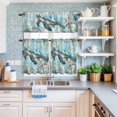 thumbnail image 6 of Kitchen Window Curtains Valance and Tier Set, Sea Turtle Blue Ocean Rod Pocket Tier Curtain Valance Set, Starfish Seaweed Abstract Floral Light Filtering Cafe Curtains for Bedroom Living Room, 6 of 9