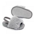 thumbnail image 4 of GYRATEDREAM Infant Baby Girls Sandals Faux Fur Slides with Elastic Back Strap Flats Slippers Shoes 0-18 Months, 4 of 5