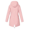 thumbnail image 3 of Homenesgenics Winter Jackets Plus Size ! Women's Solid Rain Jacket Outdoor Long Jackets Hooded Raincoat Windproof Pink M, 3 of 3