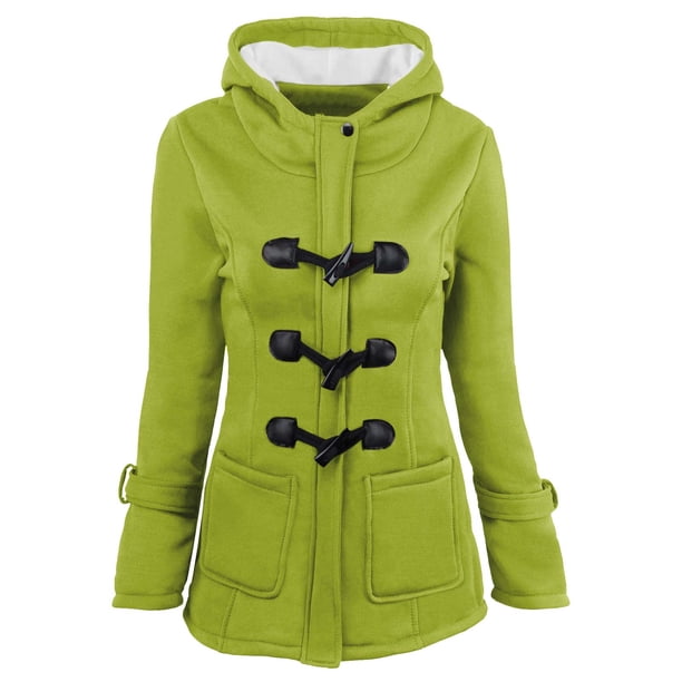 Puntoco Mujer Color Cuerno Botones Cárdigan Acolchado Abrigo Con Capucha Chaqueta Abrigo Puntoco Puntoco-1