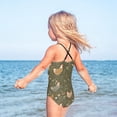 thumbnail image 5 of Girls' One-piece Swimsuit Cross Back Bathing Suit Beach Surfing Sizes 3T-10T Chickens with Wildflowers and Grasses, 5 of 9
