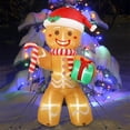 thumbnail image 1 of Hombre de jengibre inflable navideño con luces LED integradas, , de 2,4 m, ideal para decoración de exteriores, patio, regalos navideños y de, 1 of 8