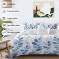 thumbnail image 4 of Blue Leaf Duvet Cover Set, Watercolor Country Plant Monochrome Branch Soft Duvet Cover Queen Size Bedding Set 4 Pieces, 1 Quiltcover and 2 Pillowcases with Zipper, 1 Bed Sheet for All Seasons, 4 of 9