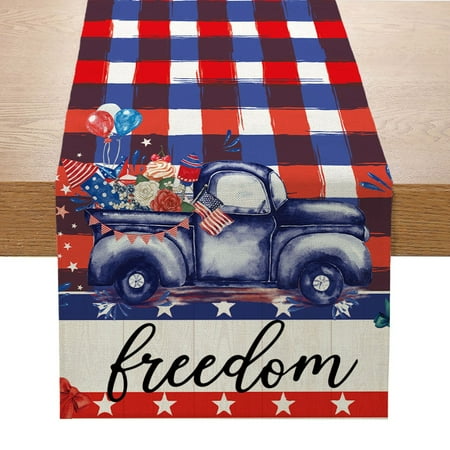 

RKSTN 4th of July Table Runner 2023 New Independence Day Table Flag American Festival Linen Printed Table Decorative Cloth Living Room Table Table Cloth 4th of July Decorations on Clearance