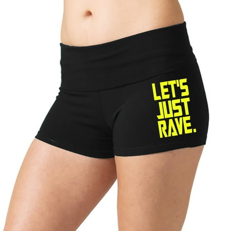 

Women s Let s Just Rave V417 Black Yoga Workout Booty Shorts Small Black