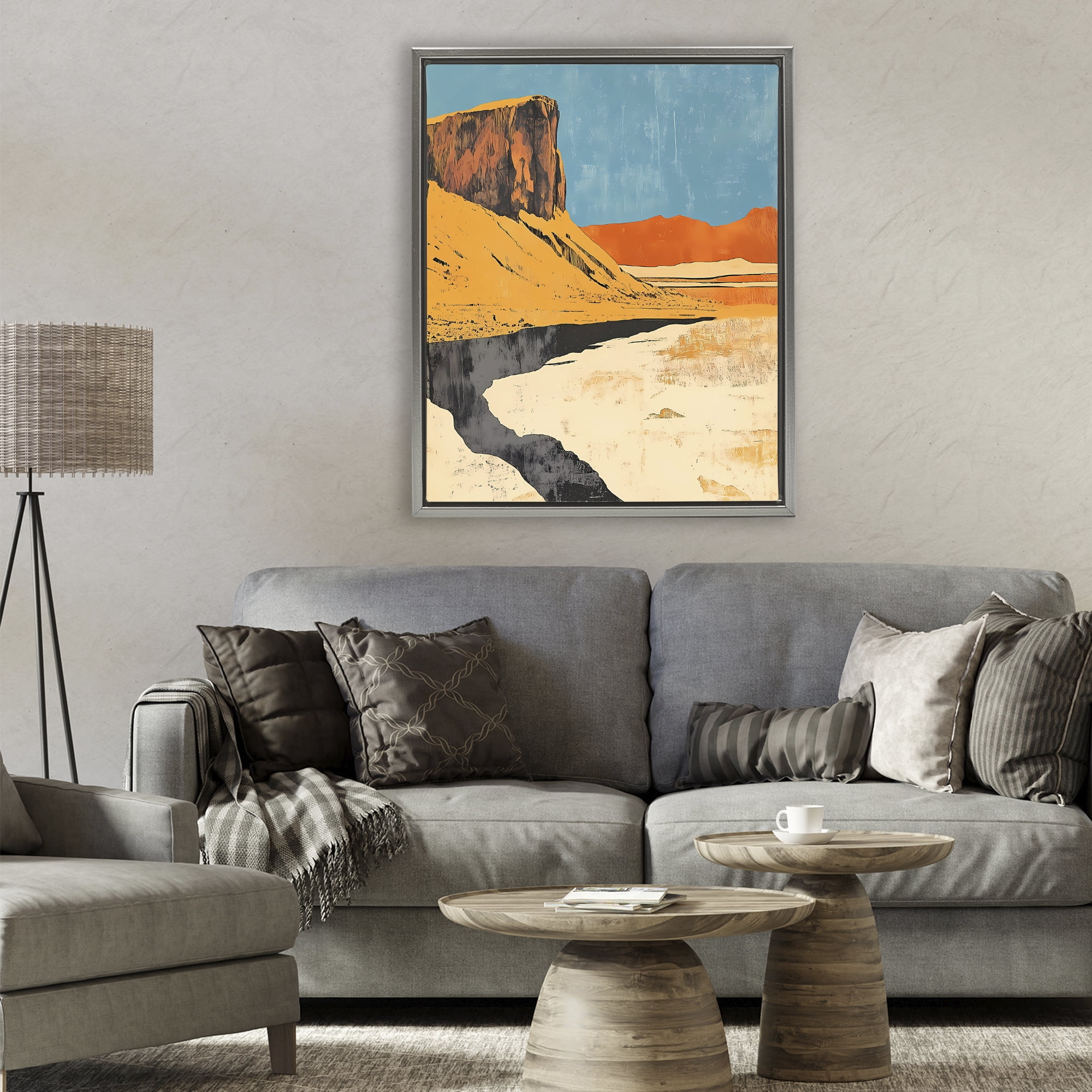 Stupell Industries Canyon Pass Pathway Gray Framed Floater Canvas Wall Art, design by Walker Noble