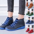 thumbnail image 4 of Funie Bottines en Faux Cuir à Lacets pour Femmes Automne Hiver Bout Rond Chaussures à Fermeture Éclair, 4 of 8