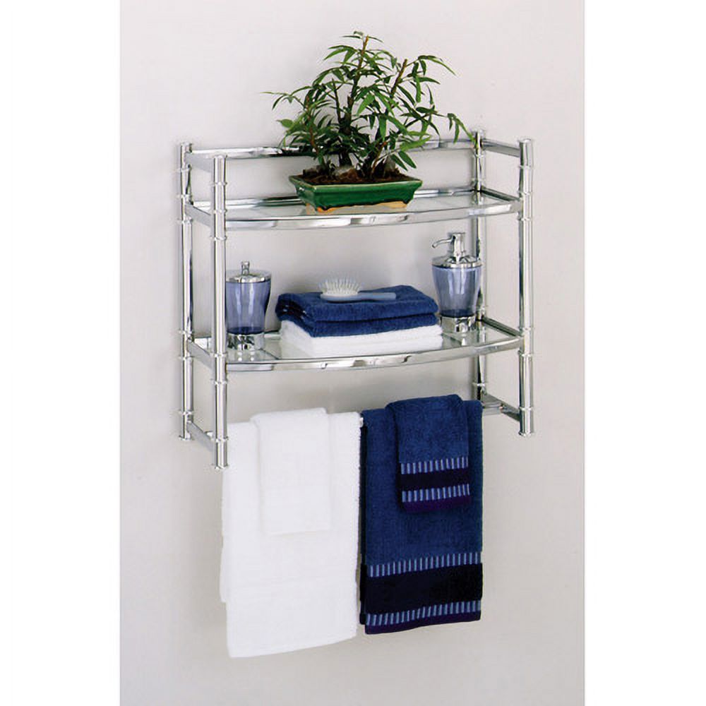 Zenna Home Wall Shelf, in Chrome, with Tempered Glass Shelves - image 2 of 2