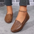 thumbnail image 5 of Women's Classic Comfort Leather Loafers Casual Slip-On Walking Flats Driving Boat Shoes Round Toe Lightweight Low Top Non Slip Cute Business Work Office Dress Shoes Brown 9.5, 5 of 6