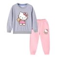 thumbnail image 3 of Hello Kitty 2/Uds niñas otoño algodón cálido moda dibujos animados niños suéter camisa de fondo cuello redondo top + conjunto de pantalones casuales, 3 of 5