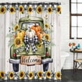 thumbnail image 2 of Green Truck Fall Shower Curtain, Waterproof Shower Curtains for Bathroom, Pumpkins Thanksgiving Botanical Floral Wooden Washable Fabric Bathtub Curtain Set Bath Decor with 12 Hooks Stall 36"x72", 2 of 8
