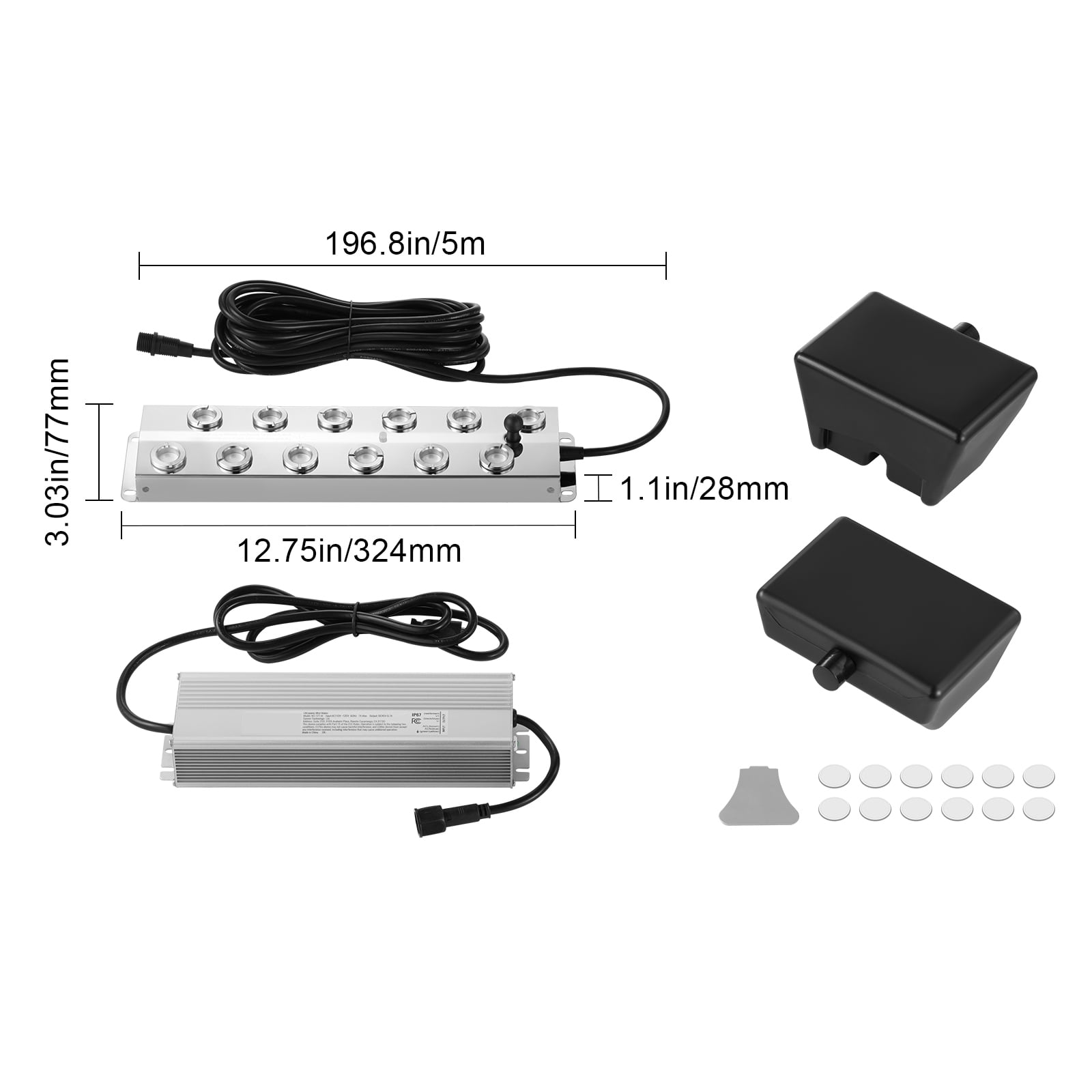 KFFKFF Ultrasonic Fog Generator, 12-Head, 9L/H Output, Includes 300W IP67 Water-Resistant Power Unit, Float, Spare Discs, Ideal for Ponds, Gardens, Rockeries, Greenhouses, Halloween Decor