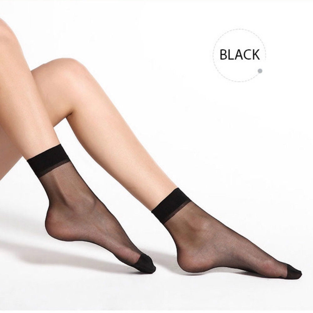 US_3 Pairs Thin Sock Silk See Through Sheer Over Ankle Length Stretchy Stockings 