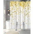 thumbnail image 3 of Split Shower Curtain for Transfer Bench, Yellow Polka Dot Fabric Shower Curtains for Bathroom, Ombre Abstract White Monochrome Tub Sliding Transfer Bench Waterproof Bath Curtains 72"x78", 3 of 9
