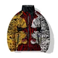 thumbnail image 2 of Abrigo holgado de algodón para hombre, ropa para hombre, chaqueta con estampado de lobo nocturno y tigre, parka, chaquetas de calle Harajuku, abrigos para hombre, frío, 2 of 4