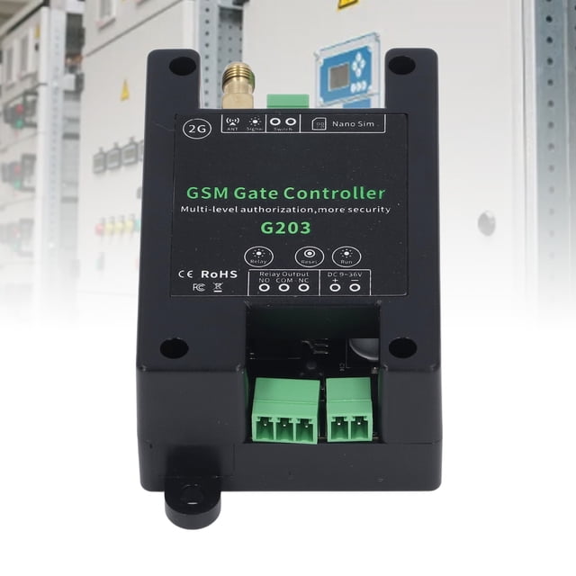 GSM Gate Controller, 0-9999s Delay Closure DC9-36V 1A Phone Call SMS Control 2G Frequency GSM Door Opener ABS Shell Excellent Insulation for Elevators