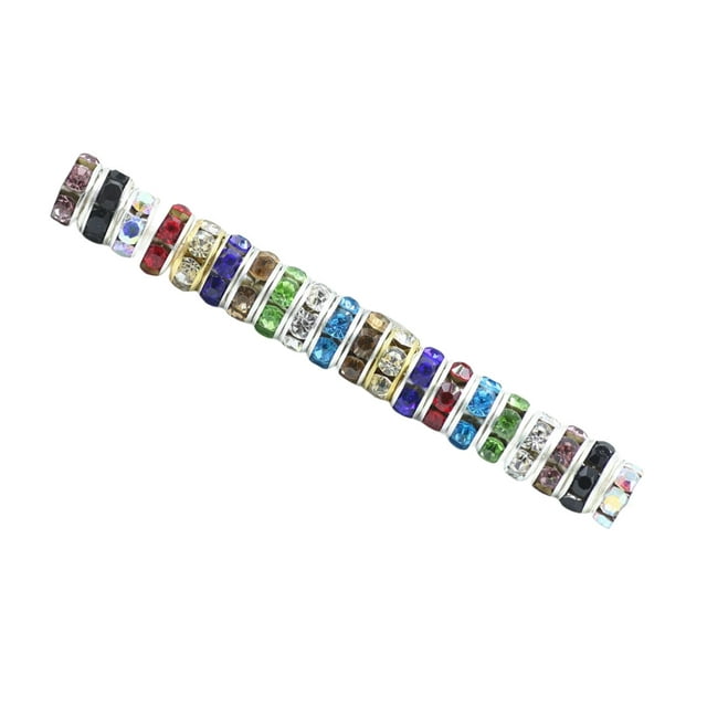 Yuarrent 50 piezas de cuentas espaciadoras hechas a mano de Rondelle de diamantes de imitación, joyería de cristal multicolor, pendientes de cuentas Artesanía color mezclado 8MM50 Piezas Yuarrent HA062300-11