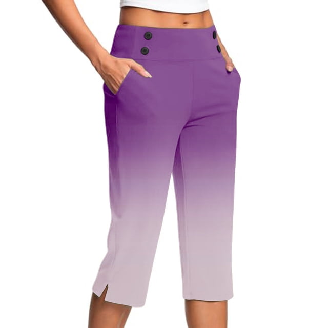 WILLBEST Vestido Informal Deportivo para Mujer, Pantalón Tres Cuartos con Dobladillo Dividido, Elegante, de Moda para Primavera Y Verano, Versátil, para Guardarropa, Cómodo. Grande